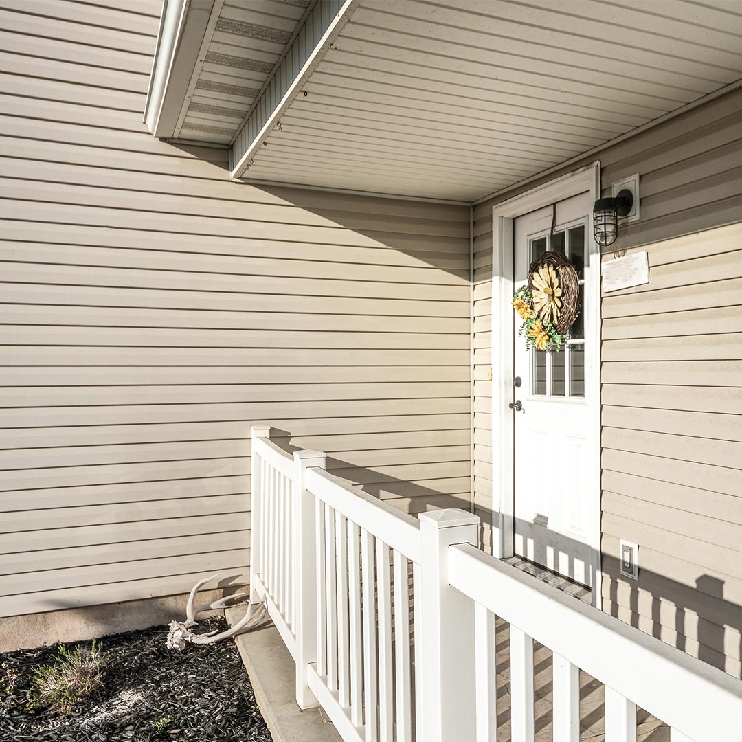 Beige siding on a home